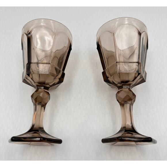 FOSTORIA VIRGINIA BROWN Stem USA 6"h Goblets Glasses Set of 2 - Picture 3 of 6